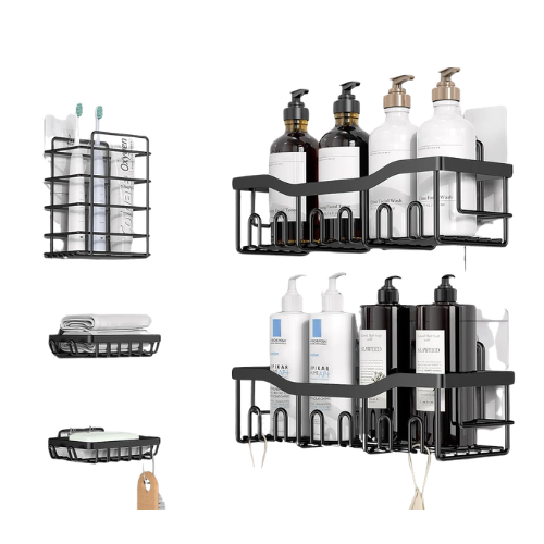 Adhesive Shower Caddy, 5 Pack Rustproof Stainless Steel Bath Organizers With Large Capacity