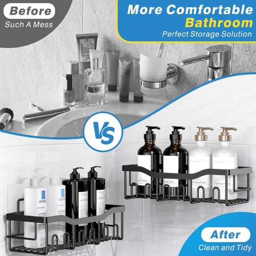 Adhesive Shower Caddy, 5 Pack Rustproof Stainless Steel Bath Organizers With Large Capacity