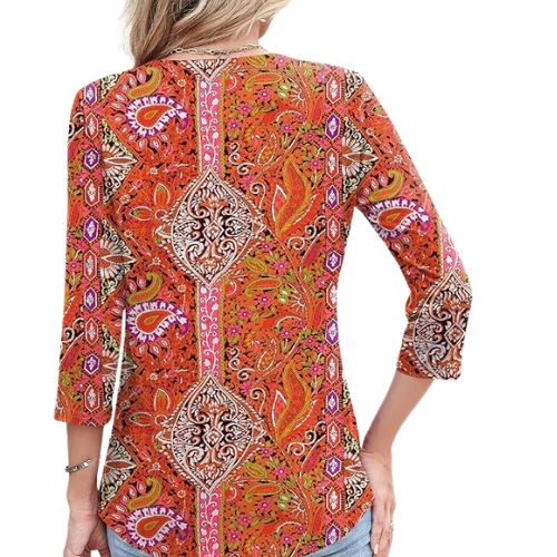 Women's Tops V Neck 3/4 Sleeve Button Down Business Casual Blouses Fall Tunics Shirts
